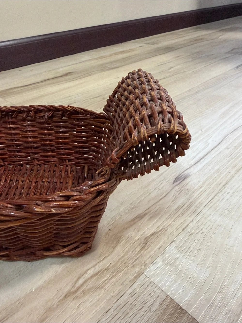 Vintage Wicker Basket Tray Long Rectangular Rustic Farmhouse Cottagecore Boho